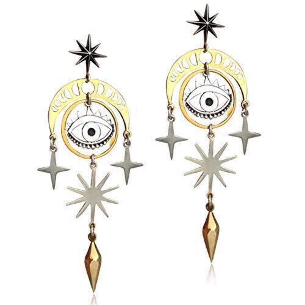 2401 Unique Handmade Lightweight Hollow Vintage Gold Silver Star Sun Moon